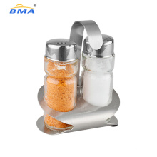 Factory Food Standard Stainless Steel Glass Pink Salt and Pepper Condiment Bottle Set Kitchen Tool